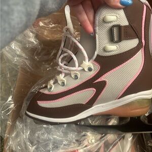 Brown and Pink Ice Skates